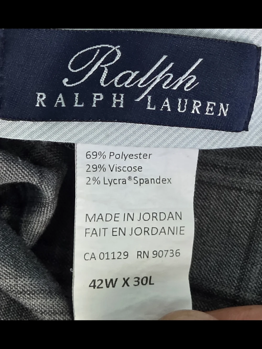 Ralph Lauren Classic Fit Pleated Dress Pants 42x30 Gray Windowpane Stretch